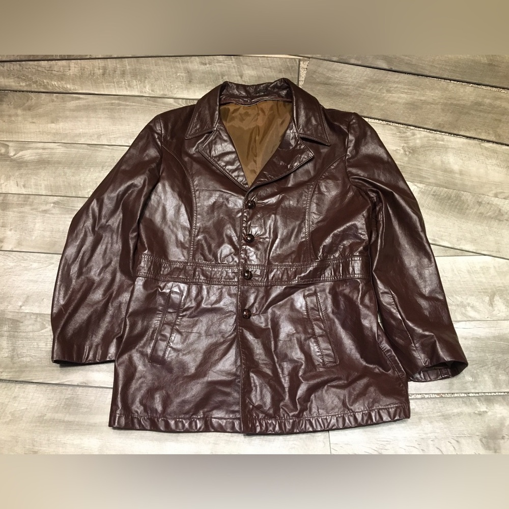 Vtg 70s Sears? The Leather Shop Jacket Men’s Fight Club Leather Blazer 44 Large
